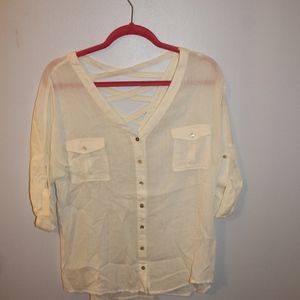 White Top/Button Details on front/Criss-cross